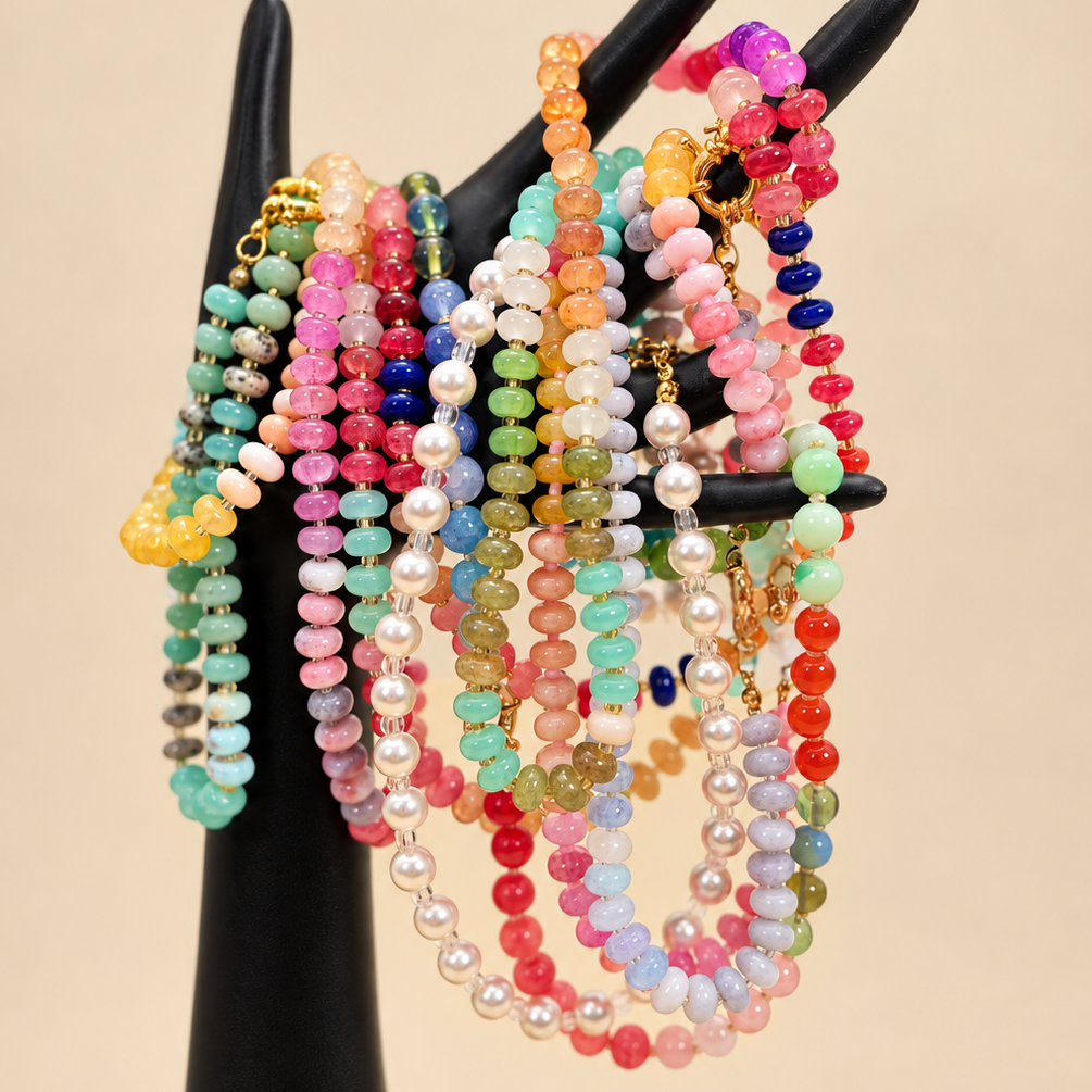 Natural Stone Semi-Precious Glass Mixed Necklace | 40NK9659