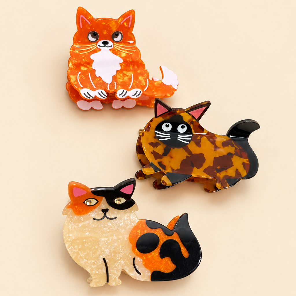 Whimsical Cat Shaped Hair Claw Clips | 40H1227