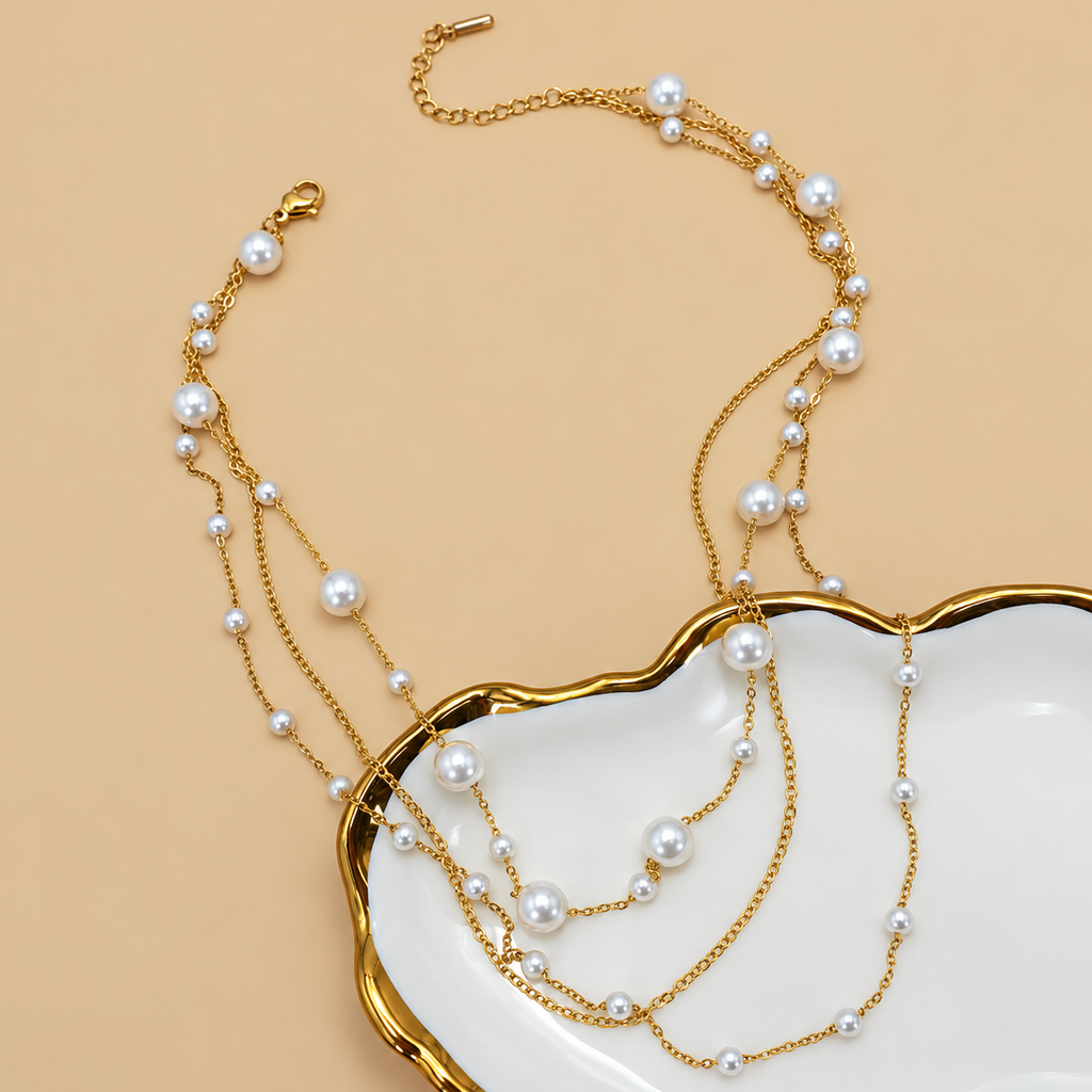 18K STAINLESS STEEL TARNISH FREE LAYERED NECKLACE | 40NK9551