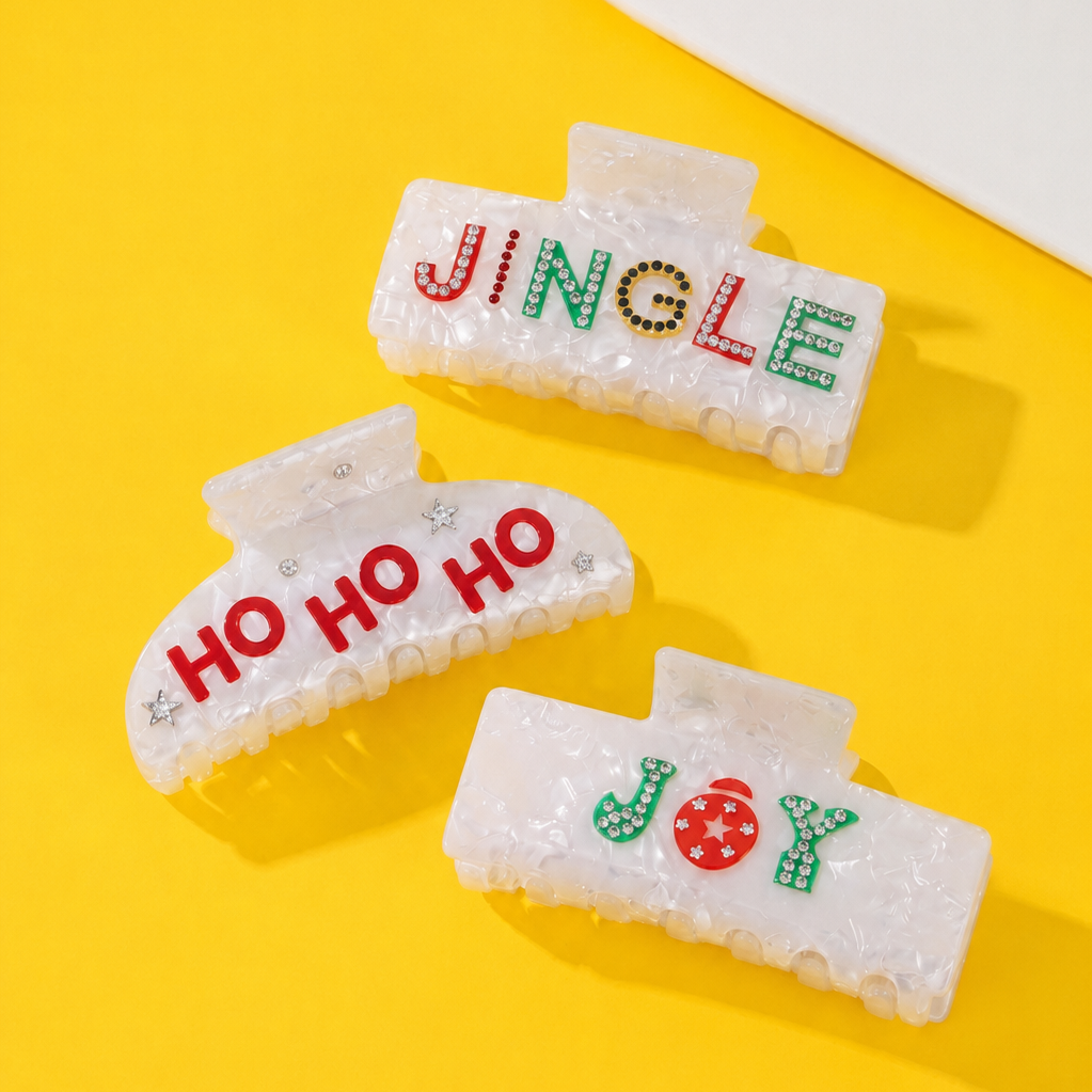 Christmas Jingle Ho Ho Ho Joy Hair Claw Clips | 40H1127