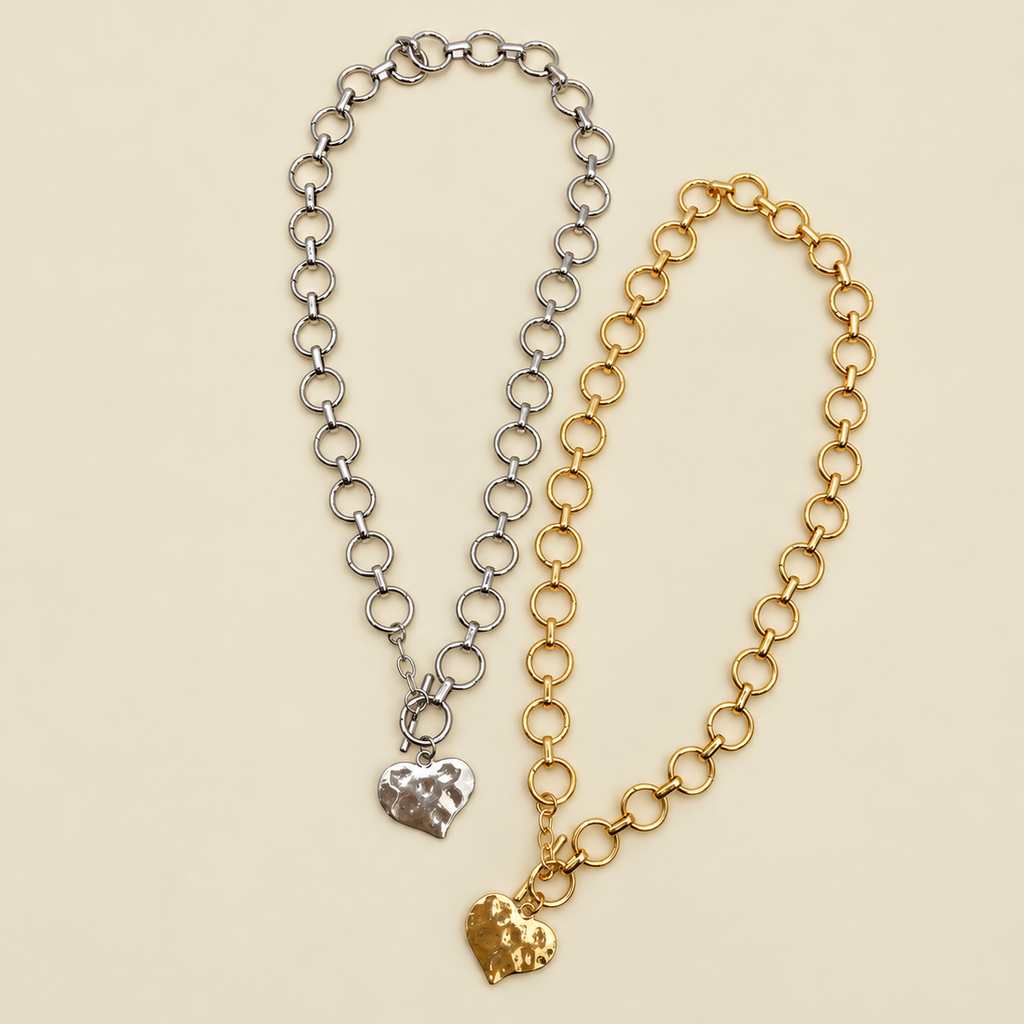 NOTABLE HAMMERED HEART FRONT TOGGLE NECKLACE | 40NK9476