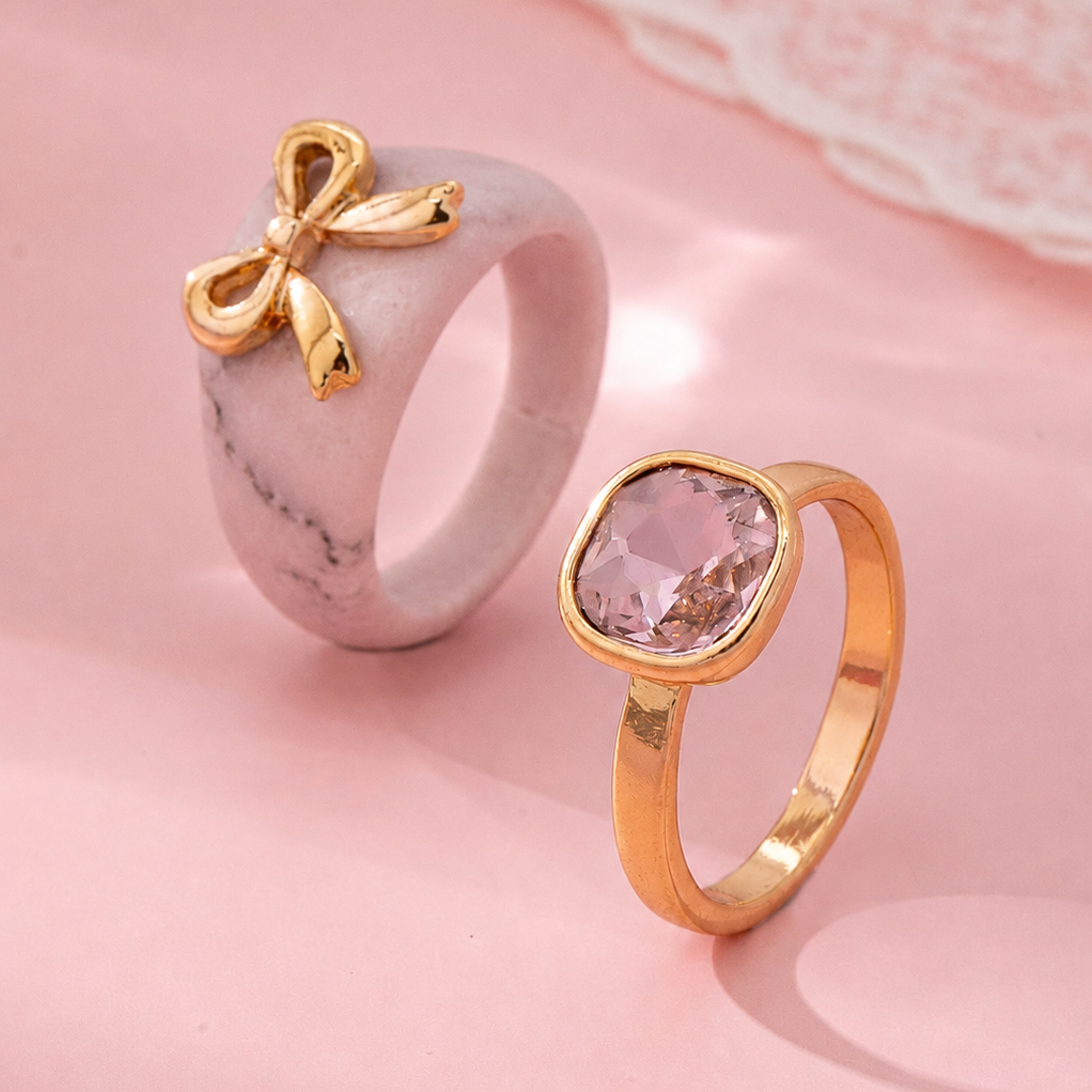 Bow-Accented Pink Gem Ring | 80R207