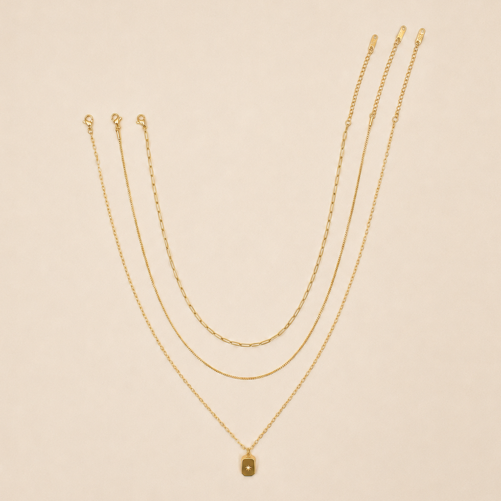 18K STAINLESS STEEL TARNISH FREE LAYERED NECKLACE | 40NK9532