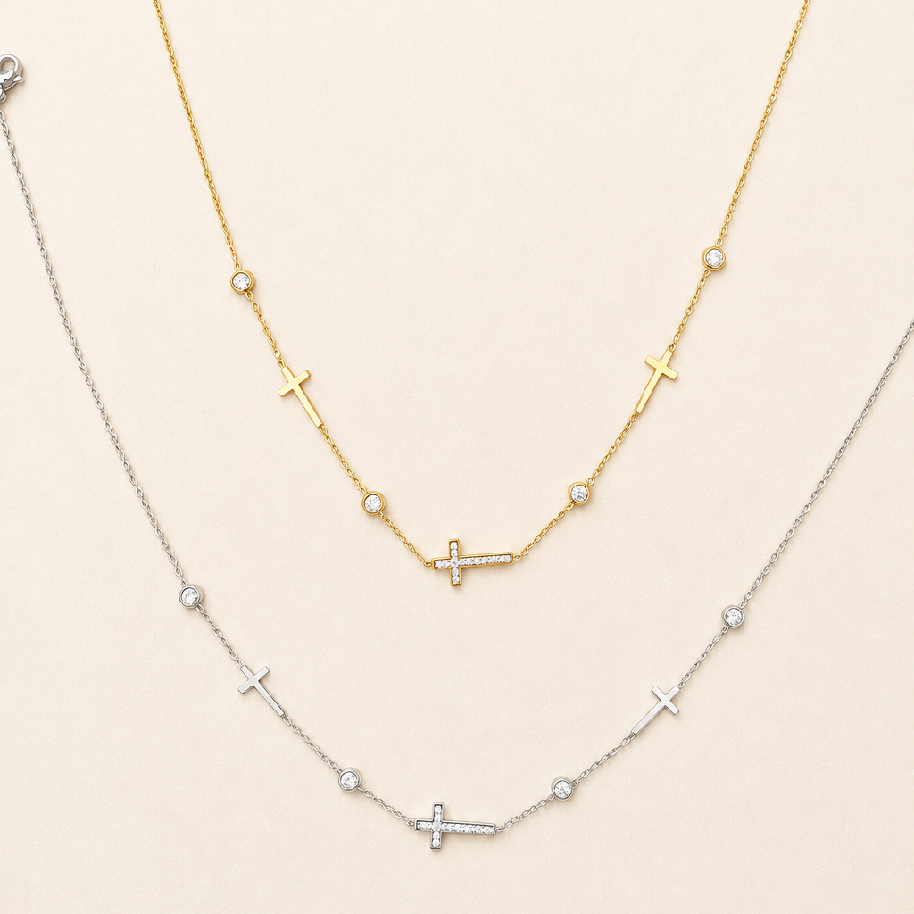 18K STAINLESS STEEL TARNISH FREE CROSS NECKLACE | 40NK9453
