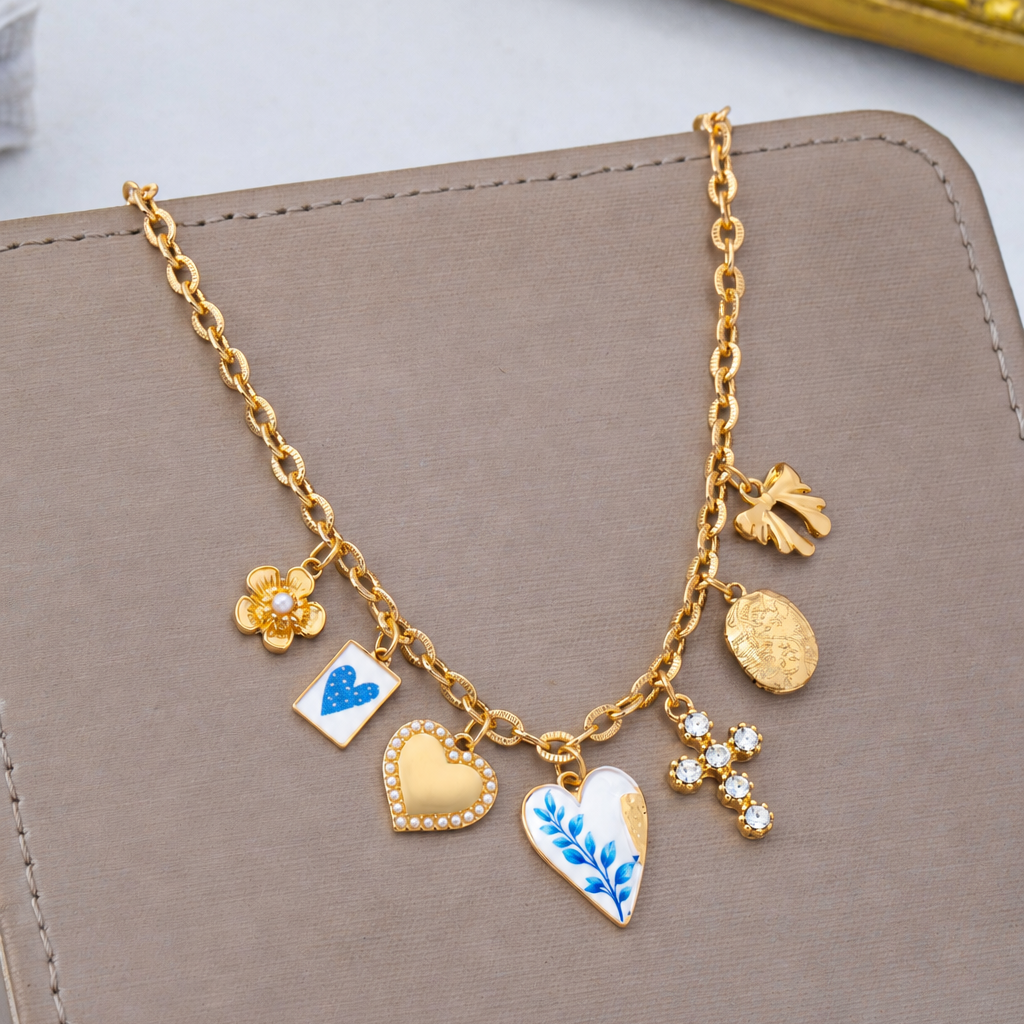 Vintage Coquette Multi-Charm Link Necklace | 80N93423