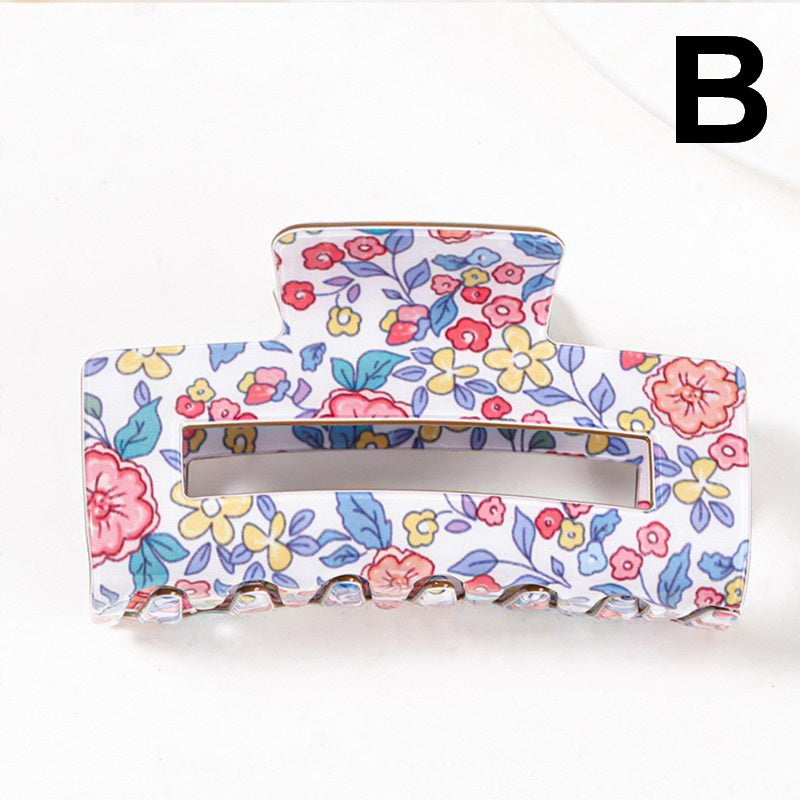 JUMBO FLORAL RECTANGLE HAIR CLAW CLIPS | 40H936