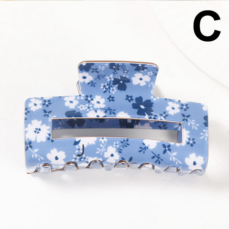 JUMBO FLORAL RECTANGLE HAIR CLAW CLIPS | 40H936