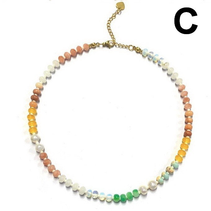 Natural Stone Semi-Precious Glass Mixed Necklace | 40NK9694
