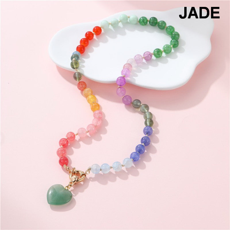 Natural Stone Semi-Precious Glass Mixed Necklace | 40NK9702