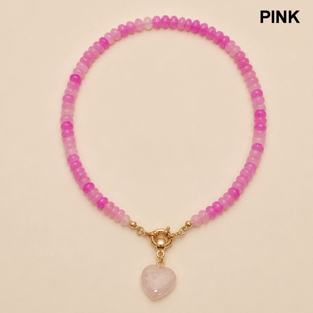 Natural Stone Semi-Precious Glass Mixed Necklace | 40NK9702