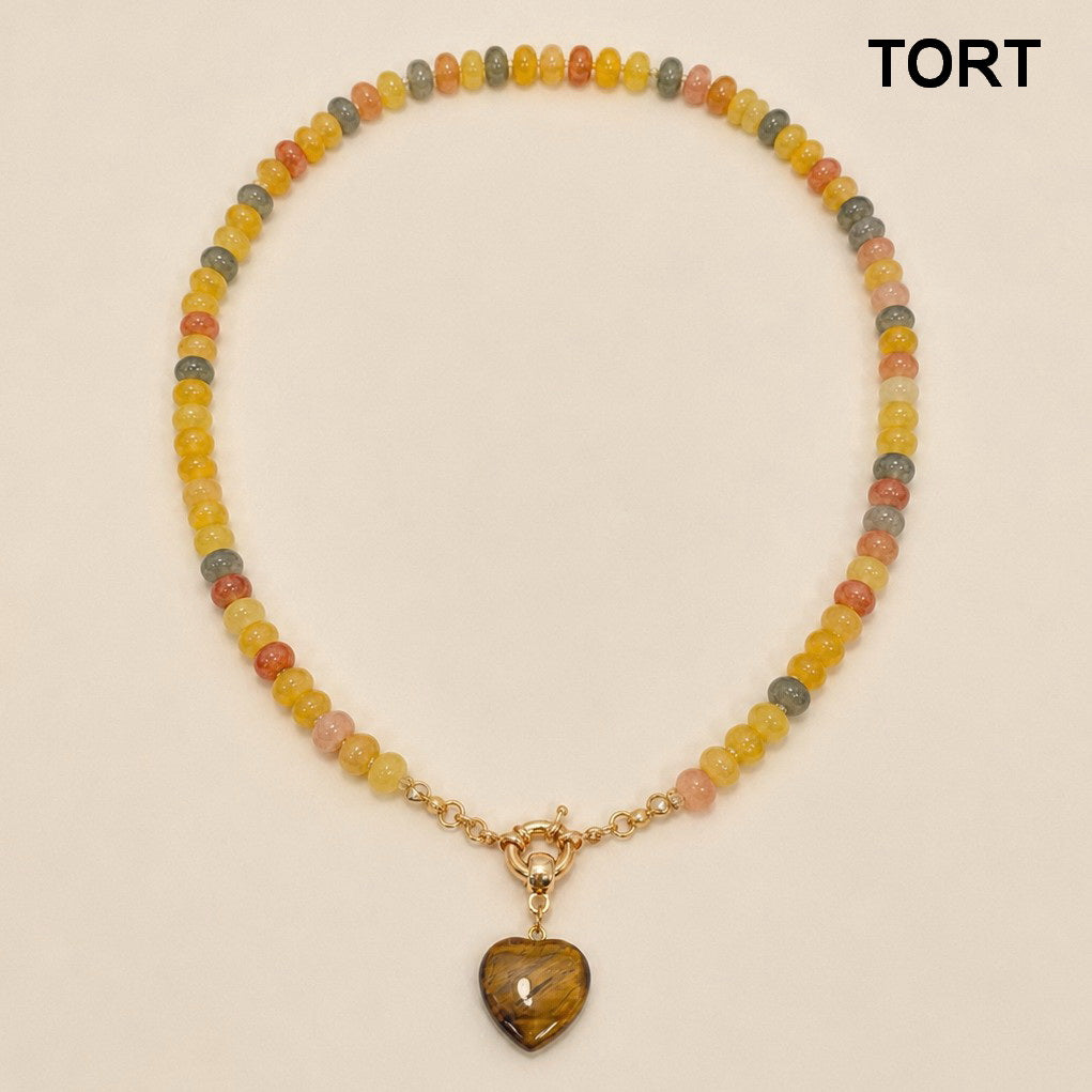 Natural Stone Semi-Precious Glass Mixed Necklace | 40NK9702