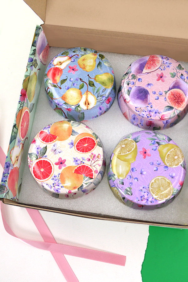 4PC Soy Aroma Therapy Candle Sets - Fruit Set | Xmas Set | Natural Therapeutic Grade Scented Candle | Smokeless Candle