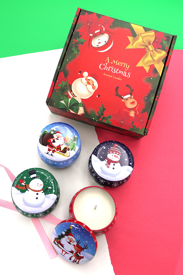 4PC Soy Aroma Therapy Candle Sets - Fruit Set | Xmas Set | Natural Therapeutic Grade Scented Candle | Smokeless Candle