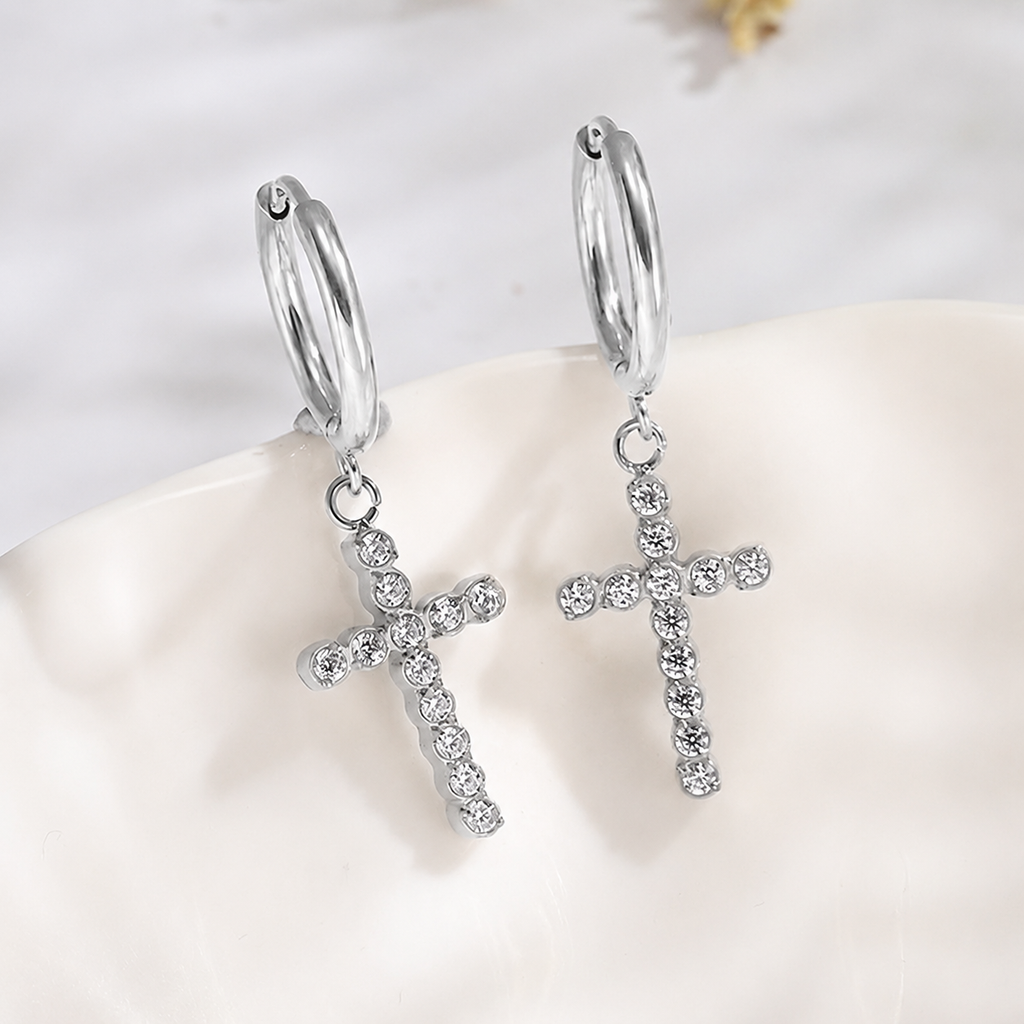 18K STAINLESS STEEL WATERPROOF TARNISH FREE HOOPS | 40E365