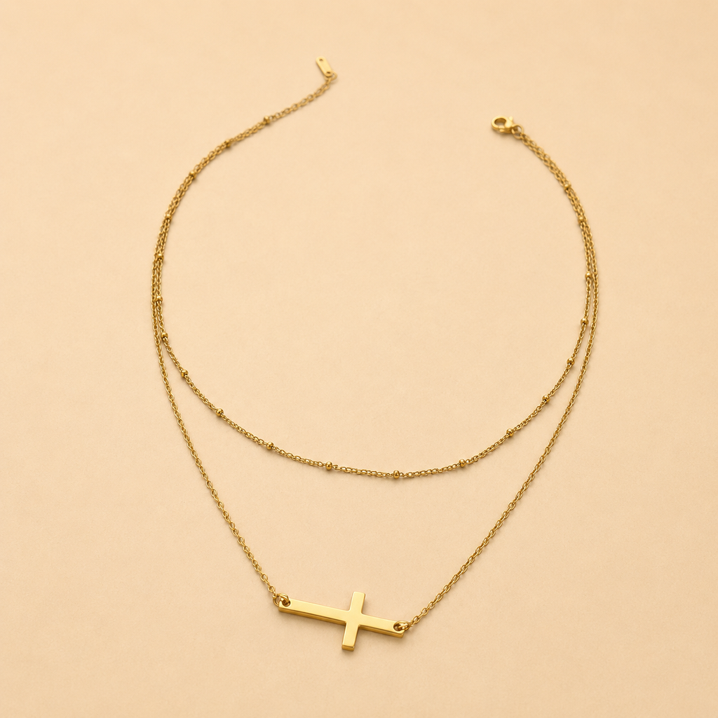 18K STAINLESS STEEL TARNISH FREE CROSS NECKLACE | 40NK9614