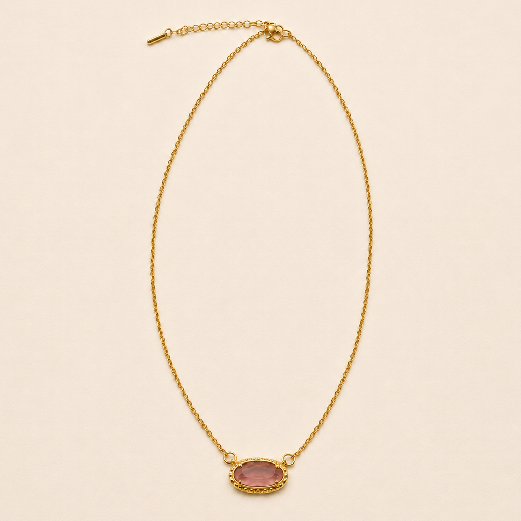 OVAL GEMSTONE CHARM PENDANT NECKLACE | 40NK9661