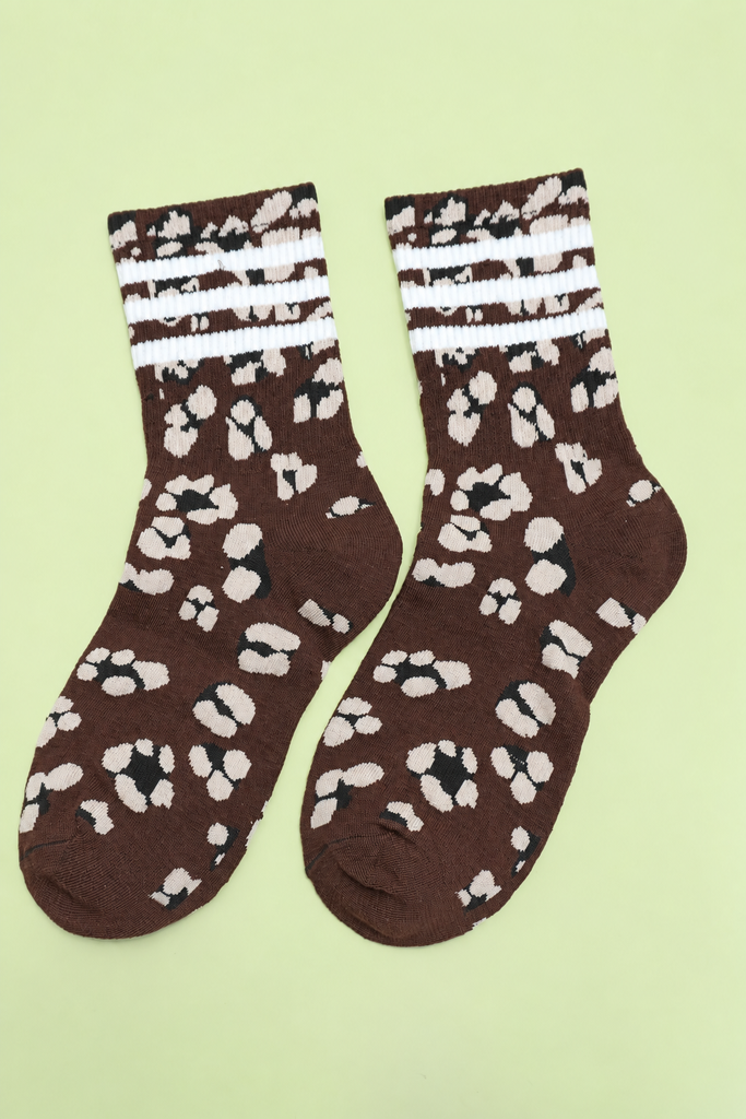 WOMAN ANIMAL LEOPARD HALF CREW THROWBACK SOCKS | 40S02071