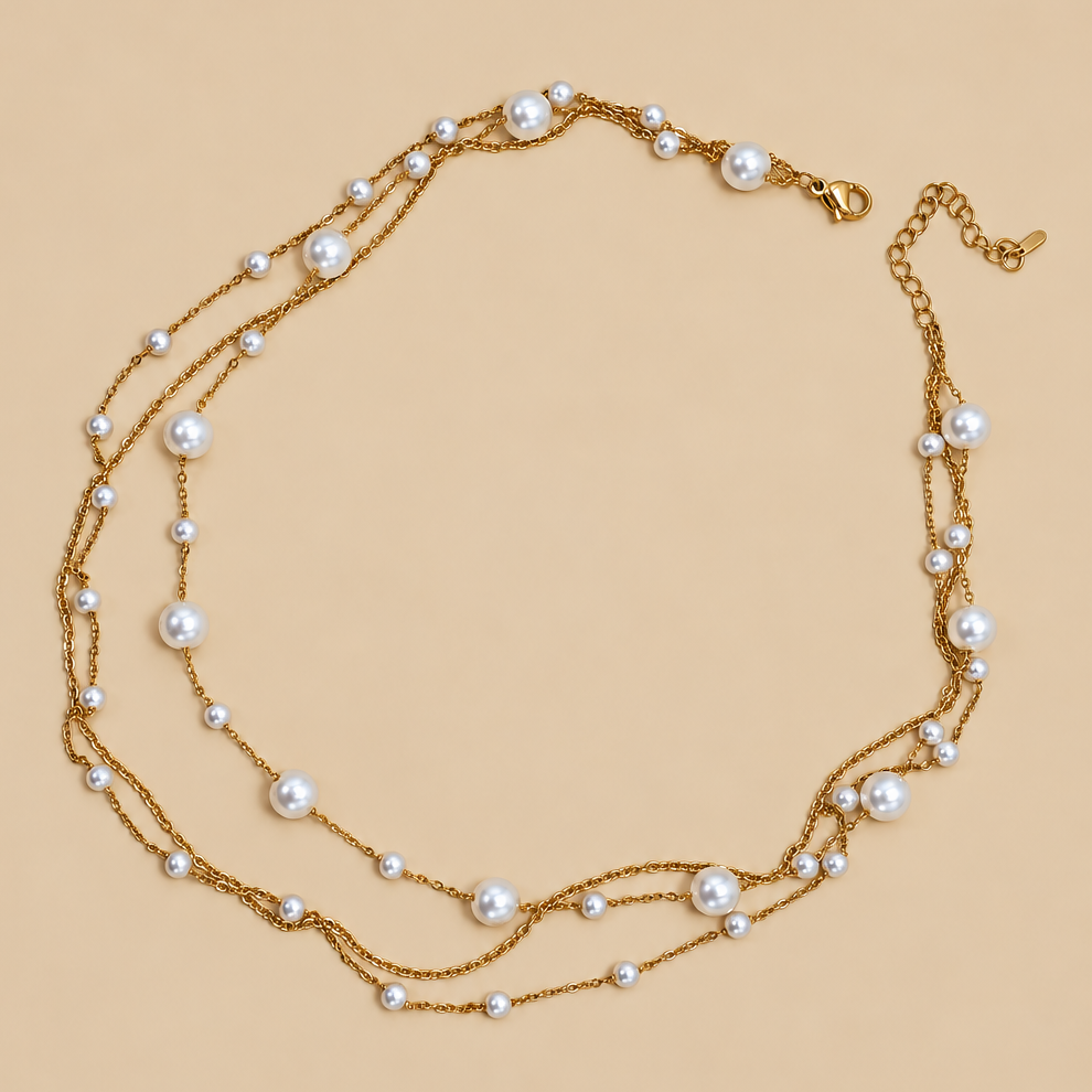 18K STAINLESS STEEL TARNISH FREE LAYERED NECKLACE | 40NK9551