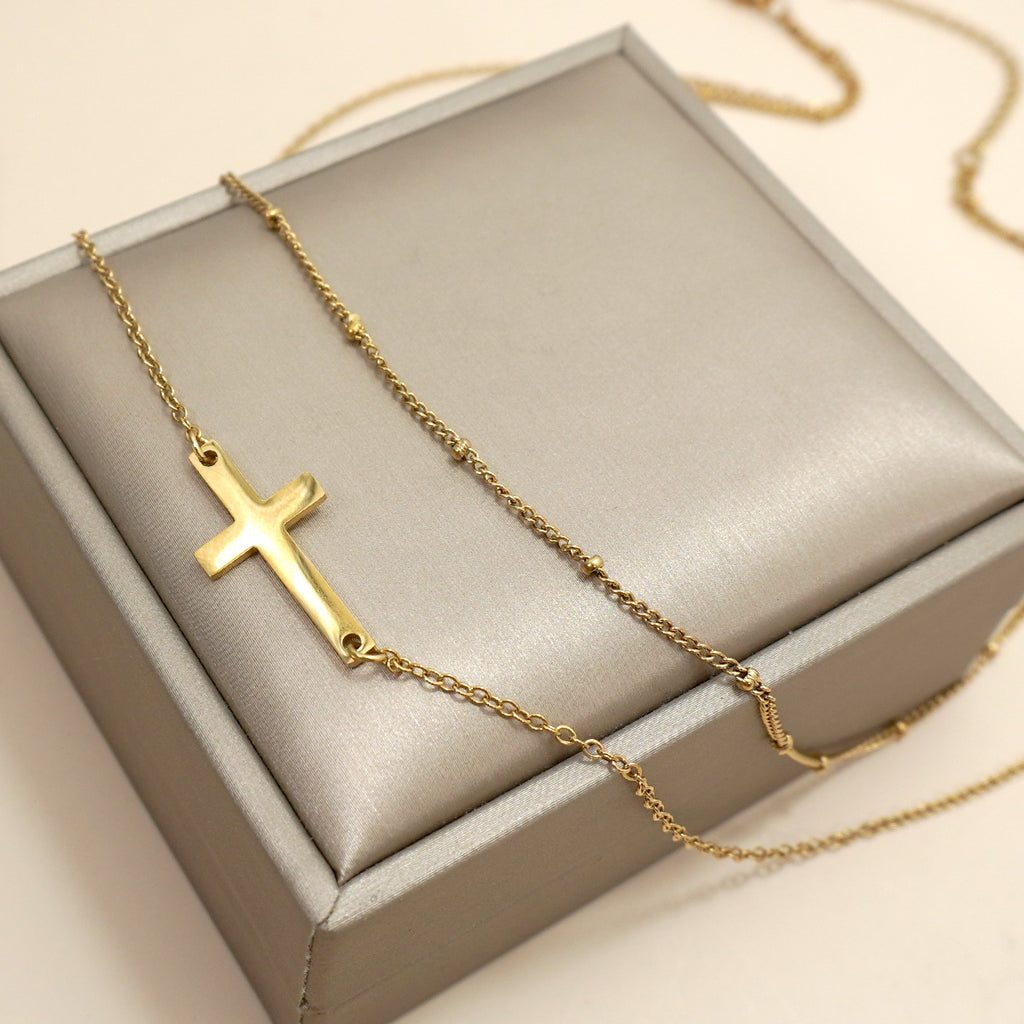 18K STAINLESS STEEL TARNISH FREE CROSS NECKLACE | 40NK9614