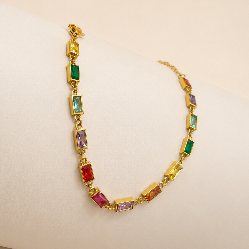 18K STAINLESS STEEL RAINBOW CRYSTAL BRACELET | 40B5265