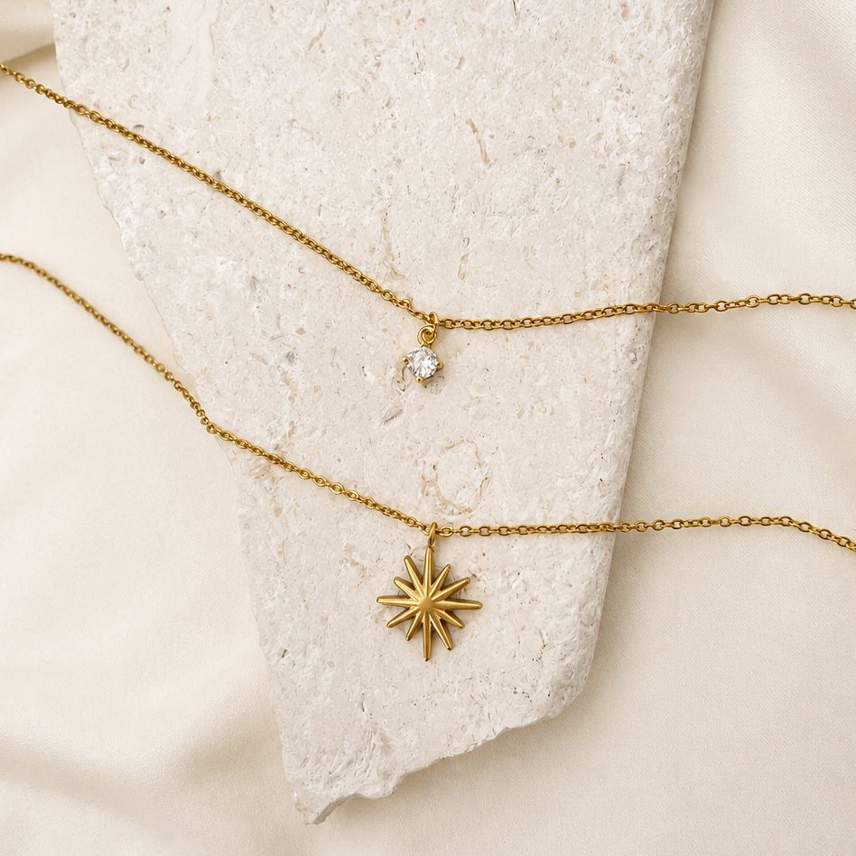 18K STAINLESS STEEL TARNISH FREE LAYERED NECKLACE | 40NK9538
