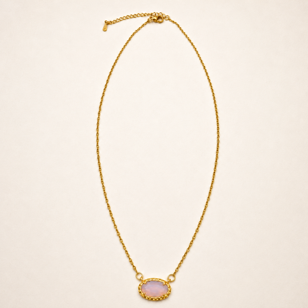 OVAL GEMSTONE CHARM PENDANT NECKLACE | 40NK9661