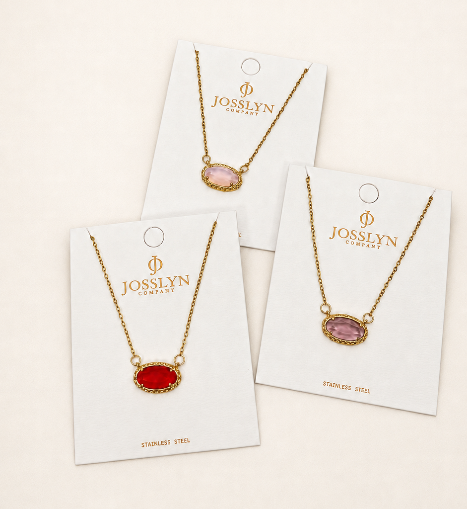 OVAL GEMSTONE CHARM PENDANT NECKLACE | 40NK9661