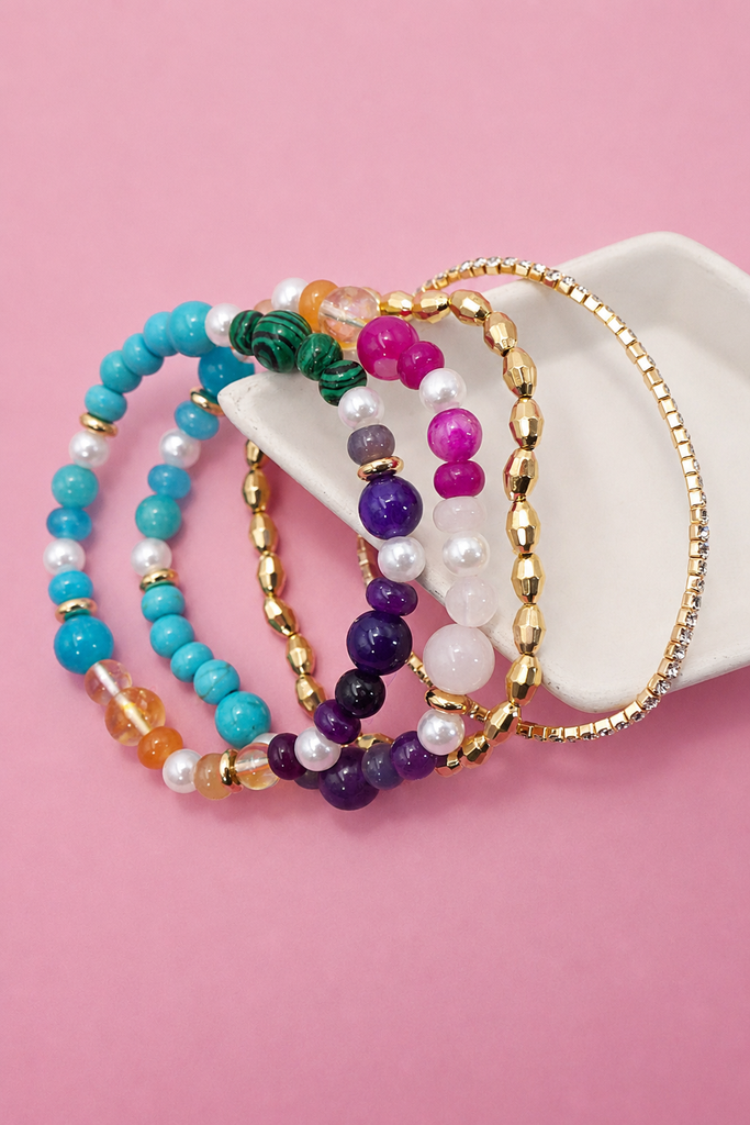 MULTI COLORED GLASS BEADED BRACELET | 40B5216
