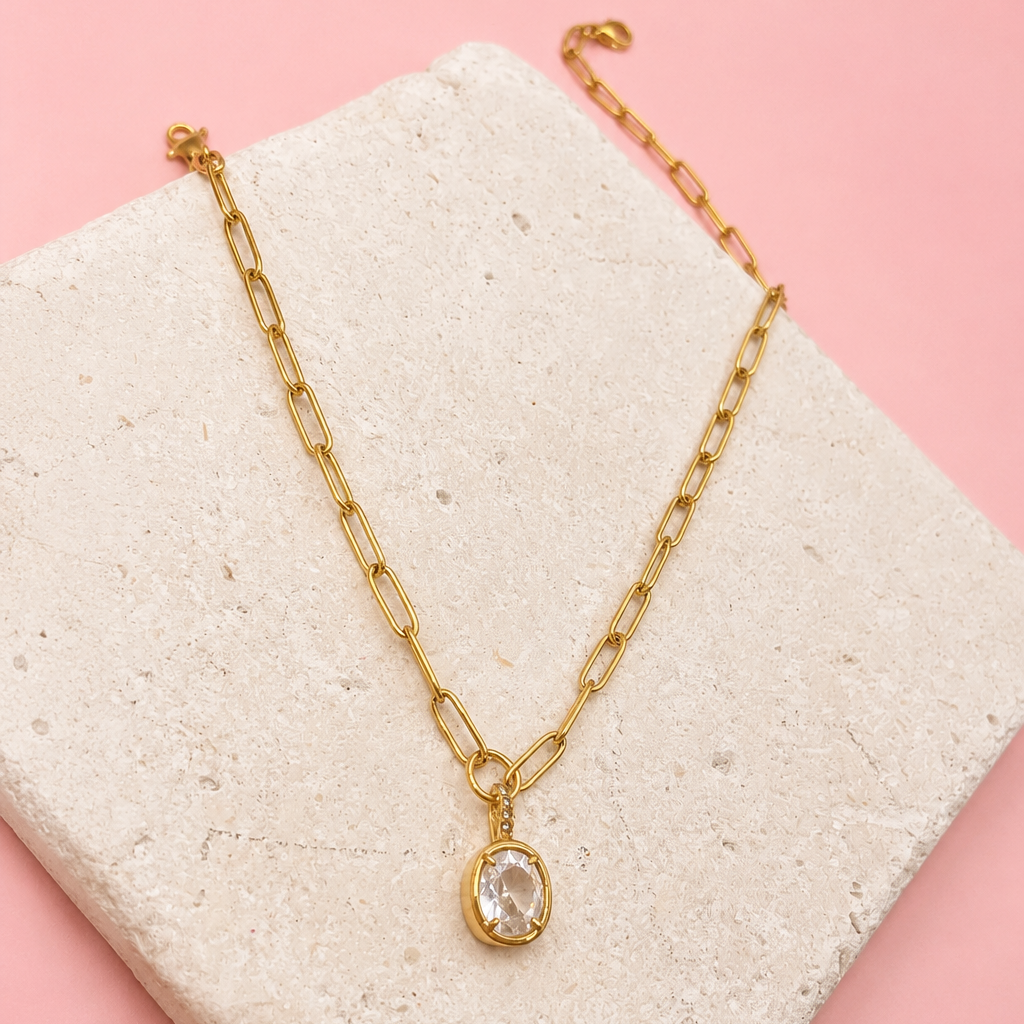 18K STAINLESS STEEL TARNISH FREE SQUARE NECKLACE | 40NK9675