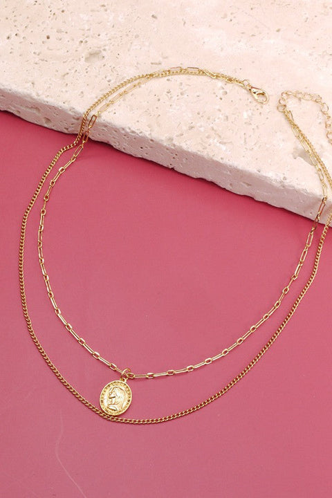 COIN LINK DOUBLE LAYER NECKLACE | 25N238