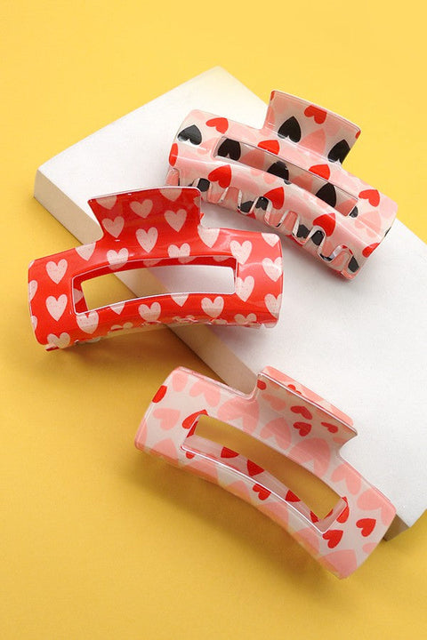 RECTANGLE HEART HAIR CLAW CLIPS  | 40H546