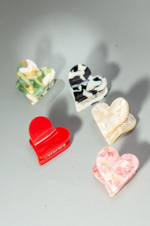 MINI HEART CELLULOSE HAIR CLAW CLIP PACK OF 5 | 40H578