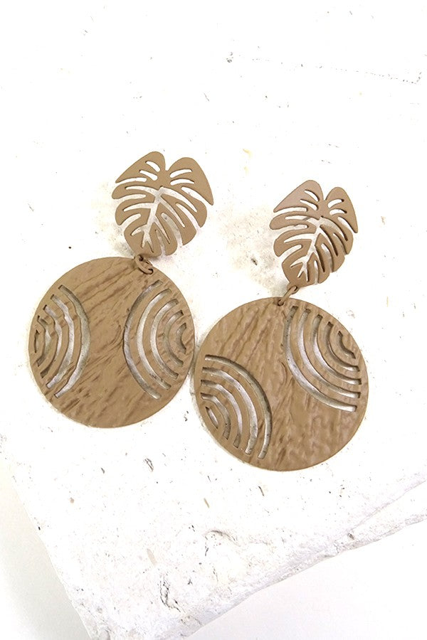 TAN COLOR LEAF EARRINGS| 250339009