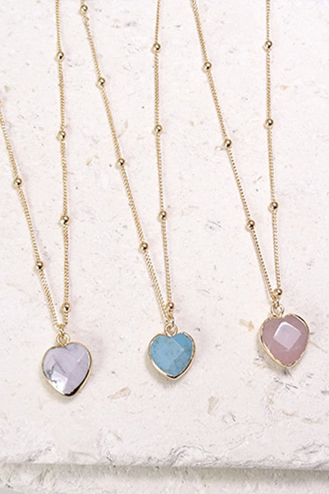 NATURAL HEART STONE NECKLACE | 470118945