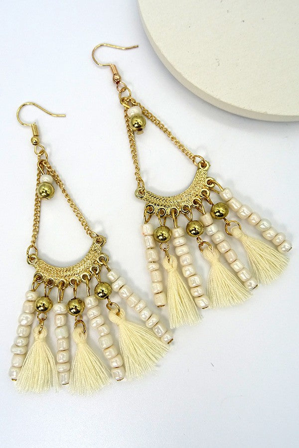 BEADED TASSEL DROP EAR | 25E152