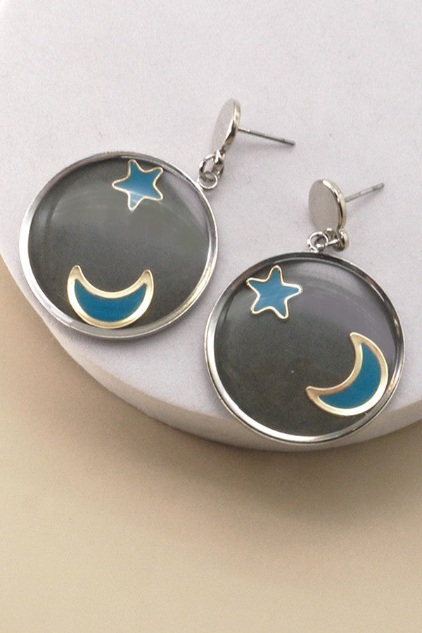 STAR & MOON EPOXY RESIN  DROP EAR | 31E9090