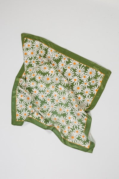 FLOWER SILKY FEEL BANDANA SCARF | 21SC353GRN