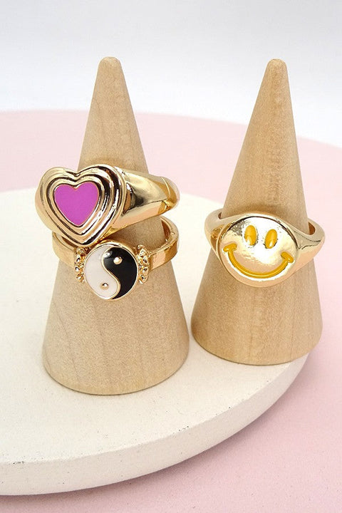 YINGYANG SMILY HEART 3 RING SET 31R21030