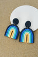 Color Block Rainbow Clay Polymer Drop Earrings | 40E169