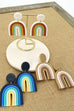 Color Block Rainbow Clay Polymer Drop Earrings | 40E169