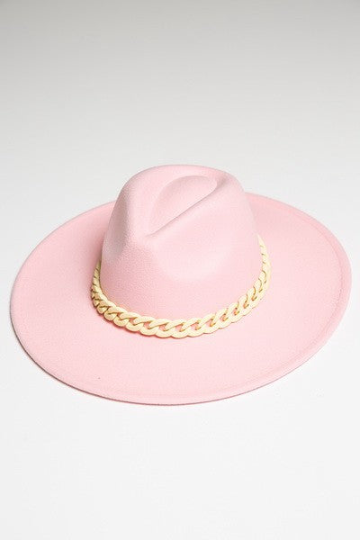 WIDE BRIM FEDORA HAT WITH MATTE CHAIN 40HW014 – JOSSLYN COMPANY
