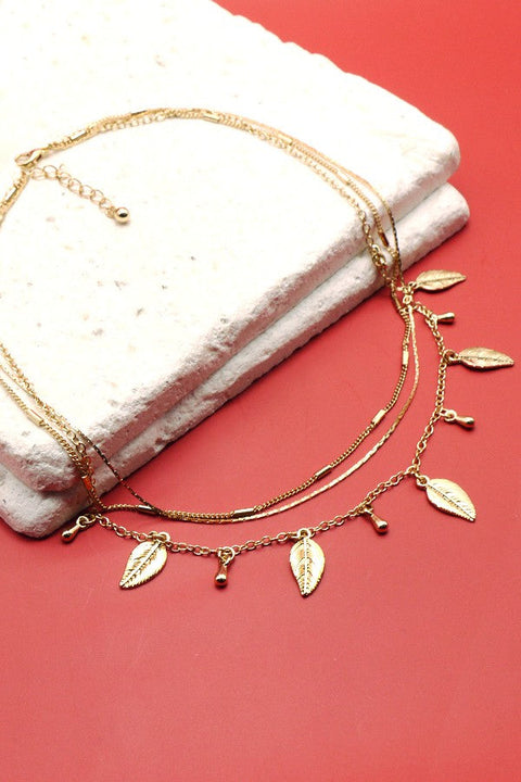 LEAF CHARM MULTILAYER NECKLACE | 47N19466