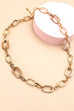 GLOSSY MATT ACRYLIC MIX GOLD NECKLACE | 31N23004