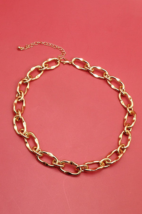 EXQUISITE  HAMMERED LINK HANDMADE CHAIN NECKLACE | 25N305