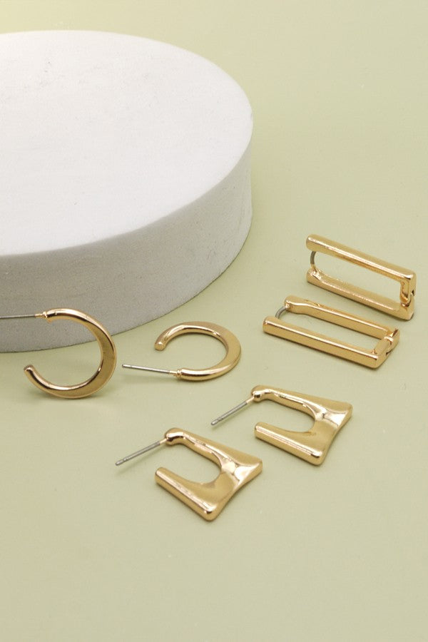 GEO MINI TRIO HOOP EARRING SET | 60E1009302