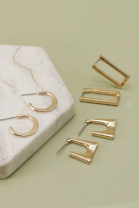 GEO MINI TRIO HOOP EARRING SET | 60E1009302