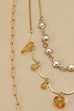 MULTI LAYER PEARL TOPAZ STONE NECKLACE | 25N379