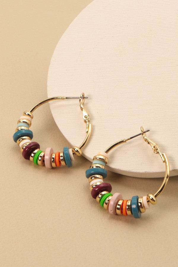 DISC BEADS HOOP EARRINGS | 71E22600