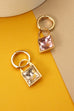 SQUARE CZ DROP MINI HOOP EARRINGS | 71E0556