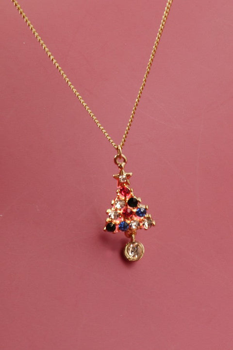 RHINESTONE XMAS TREE CHARM NECKLACE | 71N0852